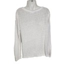 On The Road Womens T Shirt Small 100  Linen Long Sleeve Ivory Scoop Neck Knot