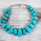 Vintage Indian Native American Sterling Silver Turquoise Necklace Big Bead 16 5 