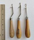 3 Latch Hook Rug Making Tool Wood Handle Blue-fez Made In England