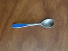 Vintage Ela Denmark Sterling Silver 925s Blue Enamel Salt Spoon 4 64g