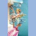 Antique Victorian Die Cut Valentines Card Angel Girl Honeycomb Floral Clean