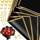 20 Sheets Flower Bouquet Wrapping Paper With 12 Pieces Gold Butterfly Decoration