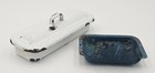 Enameled Metal Blue Soap Dish And White Toothbrush Or Medical Lidded Dish