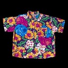 Vintage Floral Button Up Shirt 1990s Gitano Womens Tropical Rose Flowers 20w