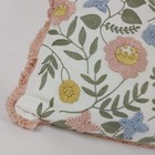 Elie Tahari Home Needlepoint Decorative Pillow Flowers 18x18 Fringe Embroidered
