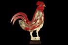 Antique Polychrome Metal Rooster Circa 1920   Folk Art Weathervane