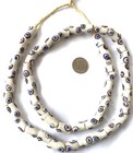 White W  Blue Eye Ghana Handmade Recycled Glass African Trade Beads-ghana