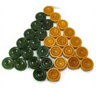1 48  Bakelite Large Green Yellow Backgammon Checkers 37 75mm 425 Grams