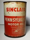 Old Vintage Sinclair Pennsylvania Motor Oil 1 Quart Can Tin Litho Metal Oil Can