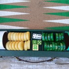 Vintage Crisloid Backgammon Set Marble Green Butterscotch Pieces 9mm X 31mm 