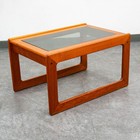 Mid Century Danish Modern End Table Teak Glass Side Nightstands Komfort Mcm