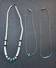 Vintage Native American Liquid Silver Turquoise   Shell Heishi Bead Necklace Lot