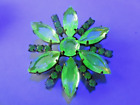 Czech Vintage Glass Rhinestone Button Vaseline Uranium Glows In Blue Light