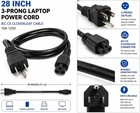 2 Pack 3-prong Power Cord 28 Inch 10a 125v Replacement Power Cable Black New
