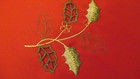 Set Of 4 Christmas Red Cloth Napkins Holly Berries Green Leaves Cut Out 17 x17 