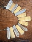 6 Piece Quartz Crystal Points And Brass Pendant Necklace Adj Chain Natural