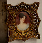 Beautiful Vintage Miniature Portrait Of Young Lady In Regency Georgian Dress
