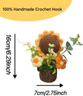 Handmade Crochet Sunflower Bouquet Knitted Potted Plant Mini Desktop Decor Gift