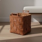 Woven Leather Basket Luxury Design Handmade Woven Hamper For Bedroom  Bathroom