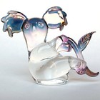 Koala Figurine Hand Blown Glass Blue Pink Gold Crystal