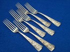 Set Of Six Shiebler  chrysanthemum  Sterling 7  Fork  C 1885