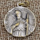 1940 s Saint Jude   Sacred Heart Of Jesus Christ 22mm Medal Pendant Silver Plate