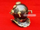 Antique Navy Brass Divers Diving Helmet 18  Full Size Deep Sea Scuba Wood Base