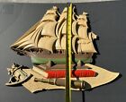 Mcm Vintage Dart Industries Large Sailing Ship Nautical Wall Decor Boat 17x19