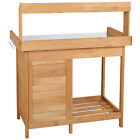 Garden Potting Bench Table Outdoor Work Bench Workstation Shelves Natural Wood