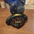 Jc Bears Celebrity Bear  2000  who Am I   Millennium Plush 2000 Black Gold Stars