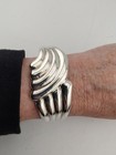 Vintage Taxco Mexico 925 Sterl Silver Repousse Cuff Bracelet Signed 40g Sz 6   
