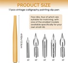11-piece Calligraphy Dip Pen Set With Wooden Holder And Stainless Steel Nibs