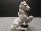 Lot Of 2 White   Gold Unicorn Ceramic Porcelain Figurine Vintage 4   