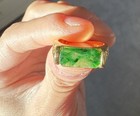 Natural Burmese Jadeite Jade Saddle Ring Vivid Green 18k Gold Plated Adjustable