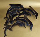 Jumping Dolphins Metal Wall Art Sculpture Nautical Beach Sea Life Home Decor