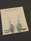 925 Sterling Silver Leaf  And Abalone Dangle Earrings Made In Thailand   d-22  