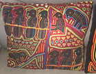 4 Vintage Panama Panamanian Mola Kuna Embroidered Pillows Turtle Birds Cross