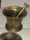 Vintage Brass Mortar   Pestle Set Lot Of 6 Ornate Engraved Brass Pharmaceutical