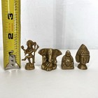 Vintage Solid Brass Hindu God And Buddhist Statues Set Of 4 Miniature Figurines