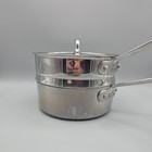 All Clad 3 Piece Steamer Saucepan   Lid Stainless Steel Set 8 