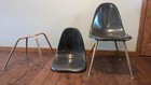 Vintage Mid-century Modern Mcm Black Chromcraft Fiberglass Molded Shell Chairs