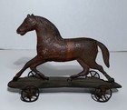 Antique American Hand Painted Tin Horse Platform Toy 19th Century