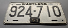      1948 Maryland  passenger  License Plate  924-710  W 51 Renewal Tab