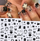 Nail Art Decoration Black Cat Smile Paw Star Decal Self Adhesive Stickers Ns7