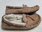 Ugg Women s Dakota 5612 Brown Suede Lined Round Toe Slip On Moccasin Slippers 10