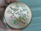 Vintage Stratton Enamel Bird   Floral Powder Compact - Artist Signed A  Wagg