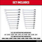 Cmmt87220 20pc Ratcheting Wrench Set Sae Metric 90-tooth 4   Swing With Case