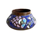 Antique Persian Syrian Enamel Copper Bowl Pot