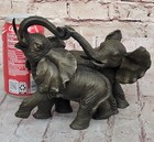 Cast Bronze Marble Sculpture Elephant Safari Statue Art Figure Figurine Animal