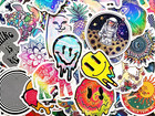 10-100 Cool Holographic   Reflective Sticker Pack Rainbow Light Lot For Laptops